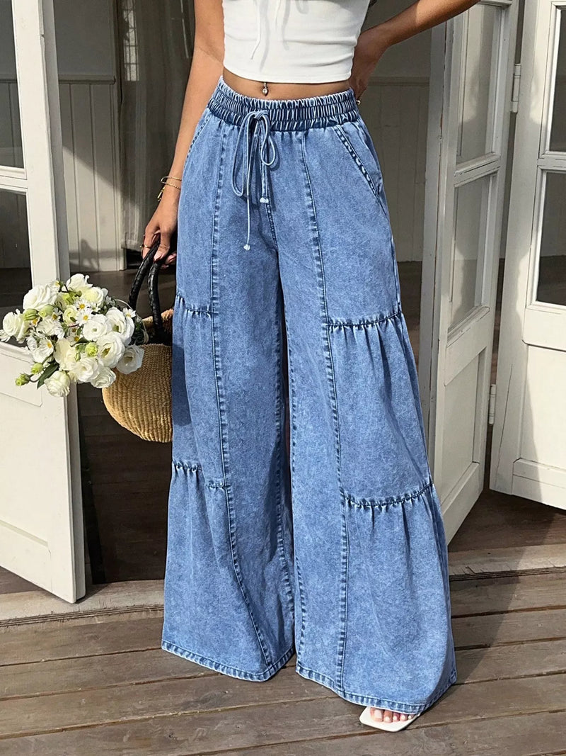 Wide Leg Tiered Jeans