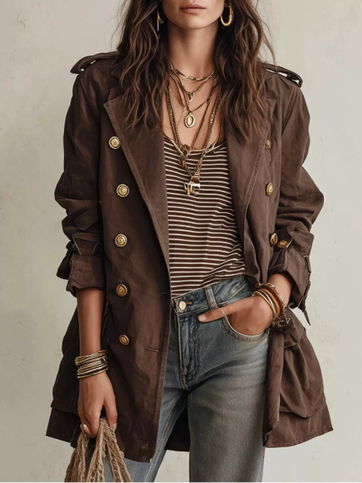 Double-Breasted Belt Trench Coat