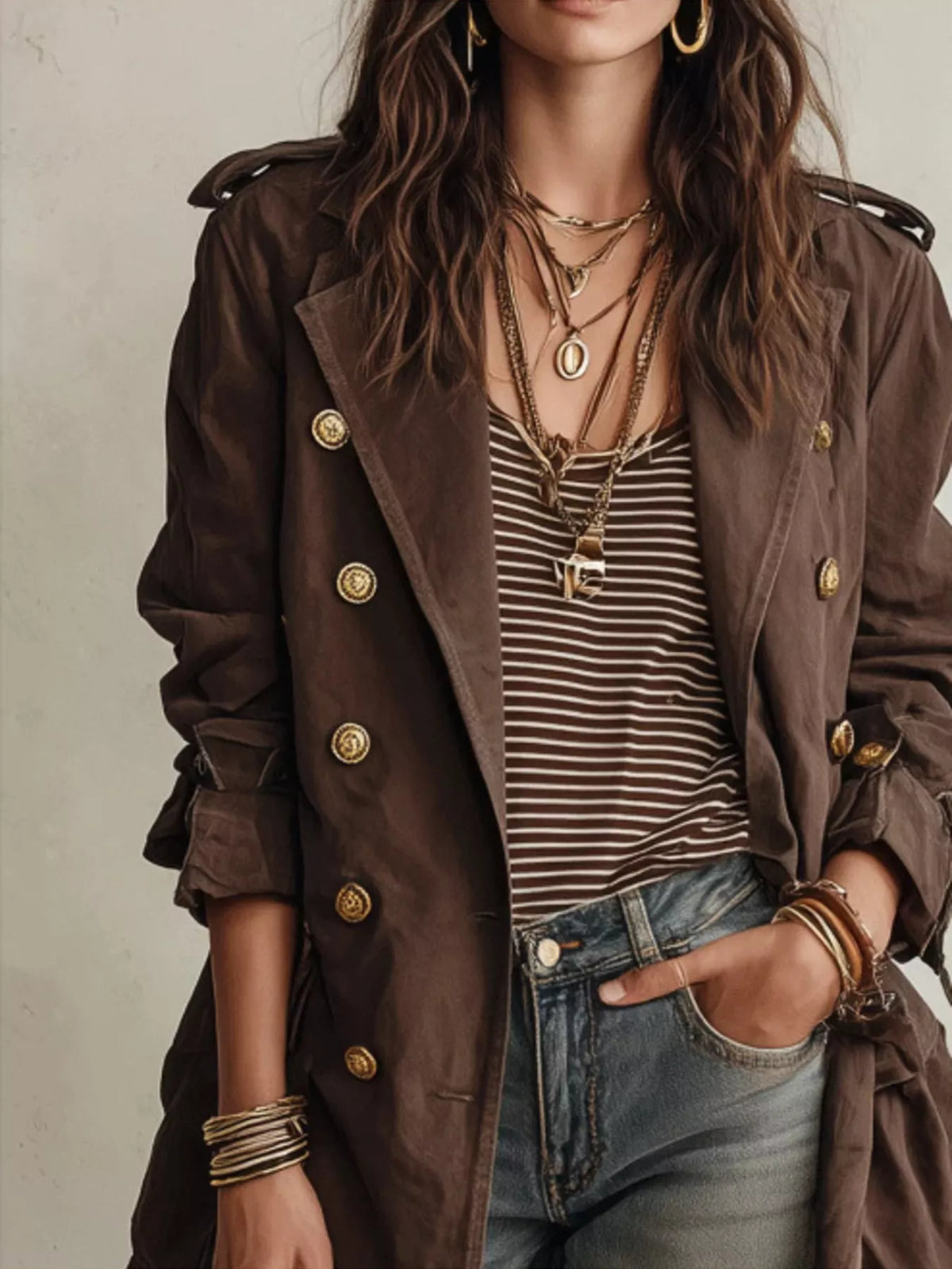 Double-Breasted Belt Trench Coat