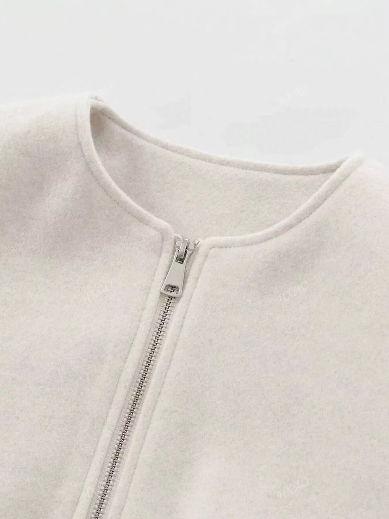 Plus Size Casual Fleece Zip-Up Bomber Jacket