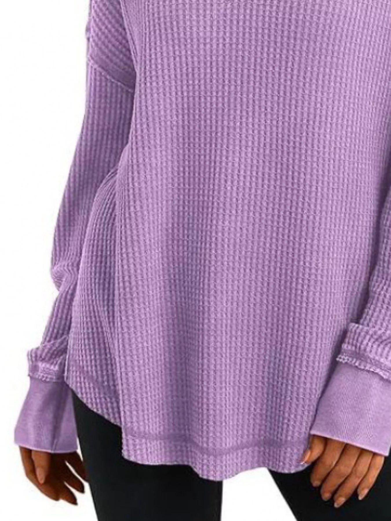 Slit Notched Long Sleeve T-Shirt