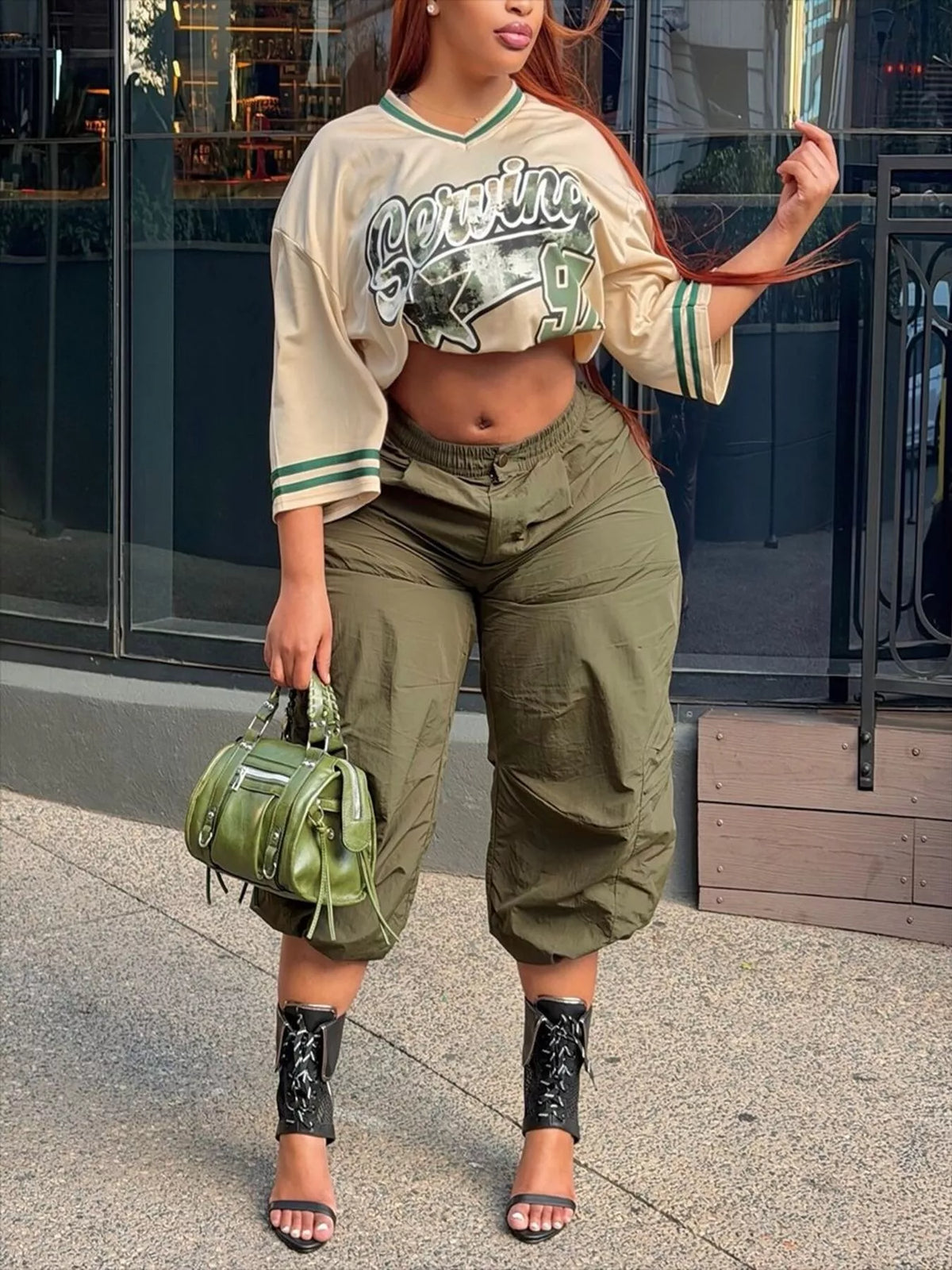 Baggy Cargo Cropped Pants