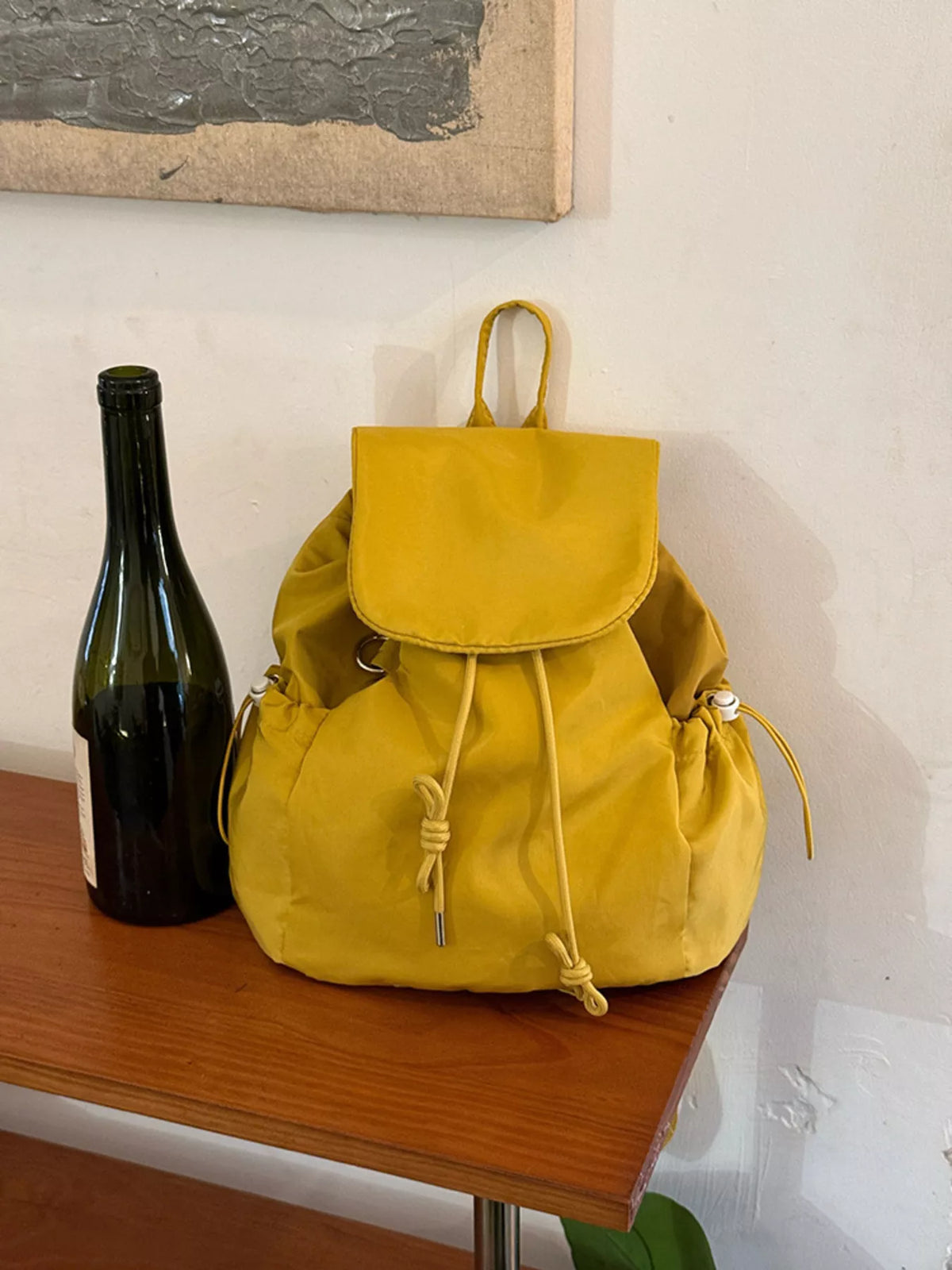 Plaid Drawstring Closure Backpack Bag