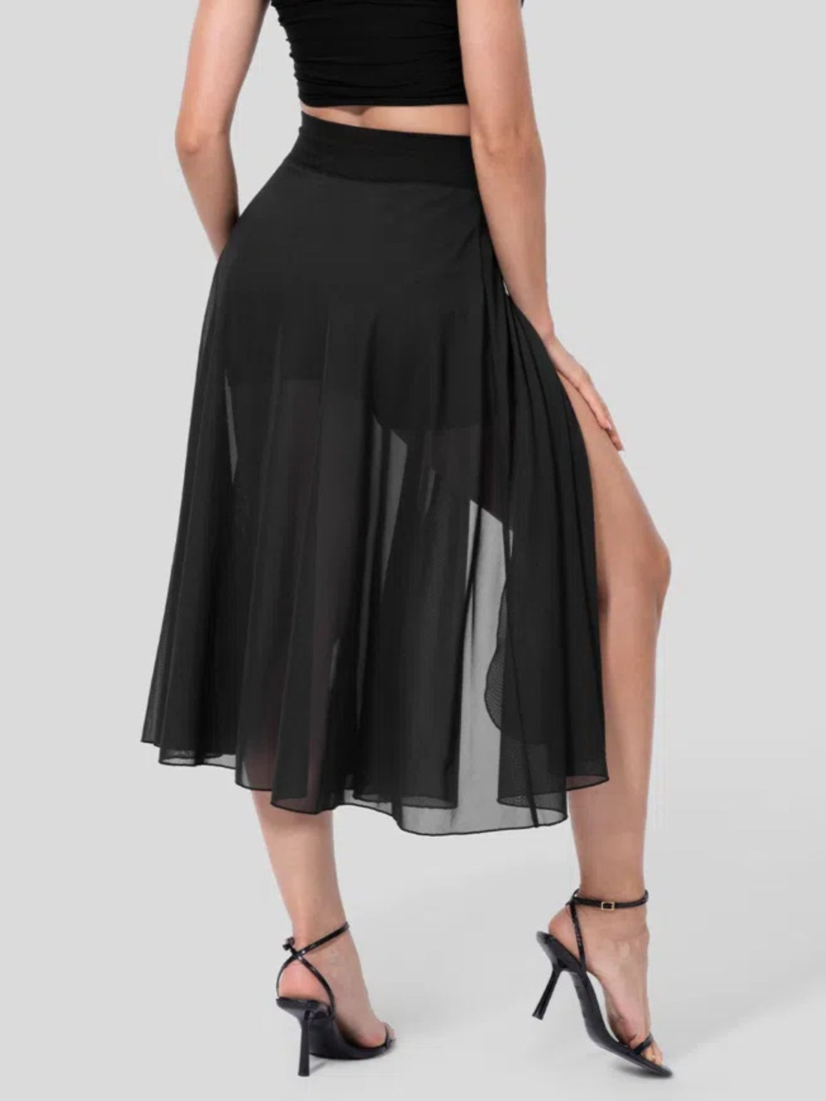 Slit Flowy Skirt with Shorts Liner