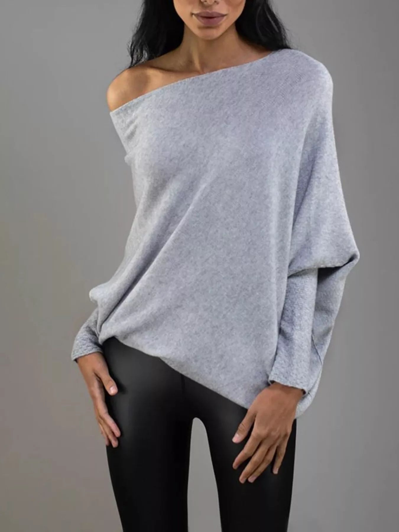 Boat Neck Long Sleeve Sweater