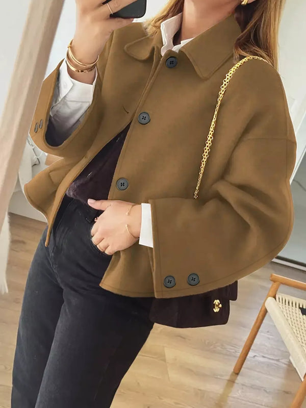 Plus Size Button-Down Cropped Outerwear