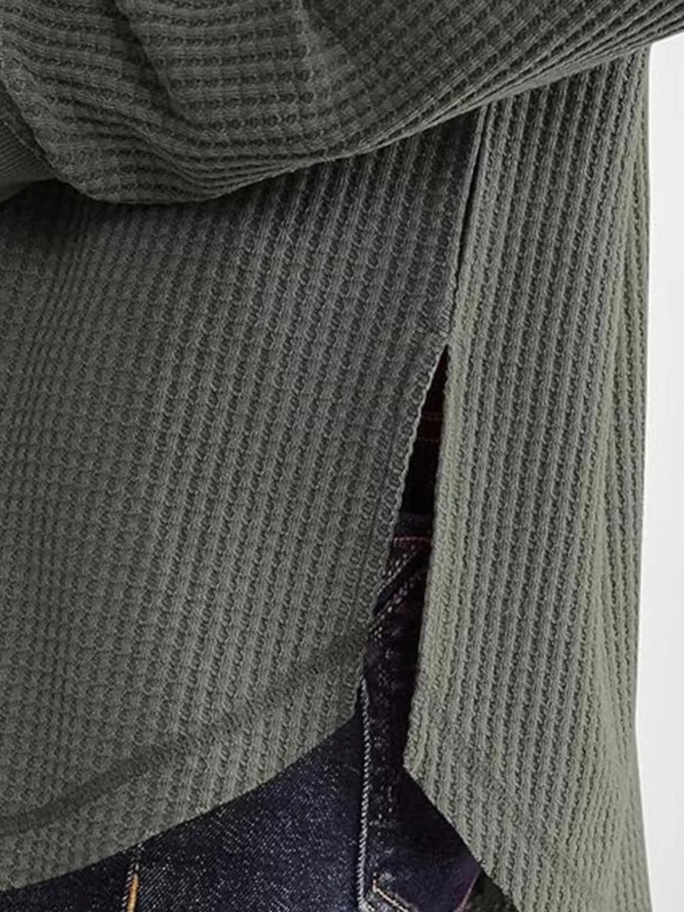 Slit Notched Long Sleeve T-Shirt