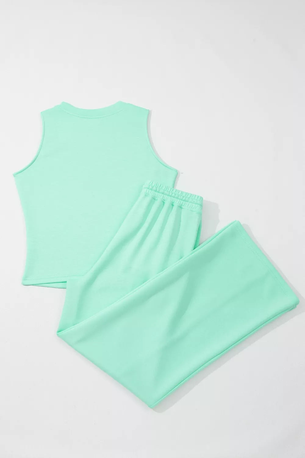 Drawstring Elastic Waistband Solid Color Two Piece Casual Set