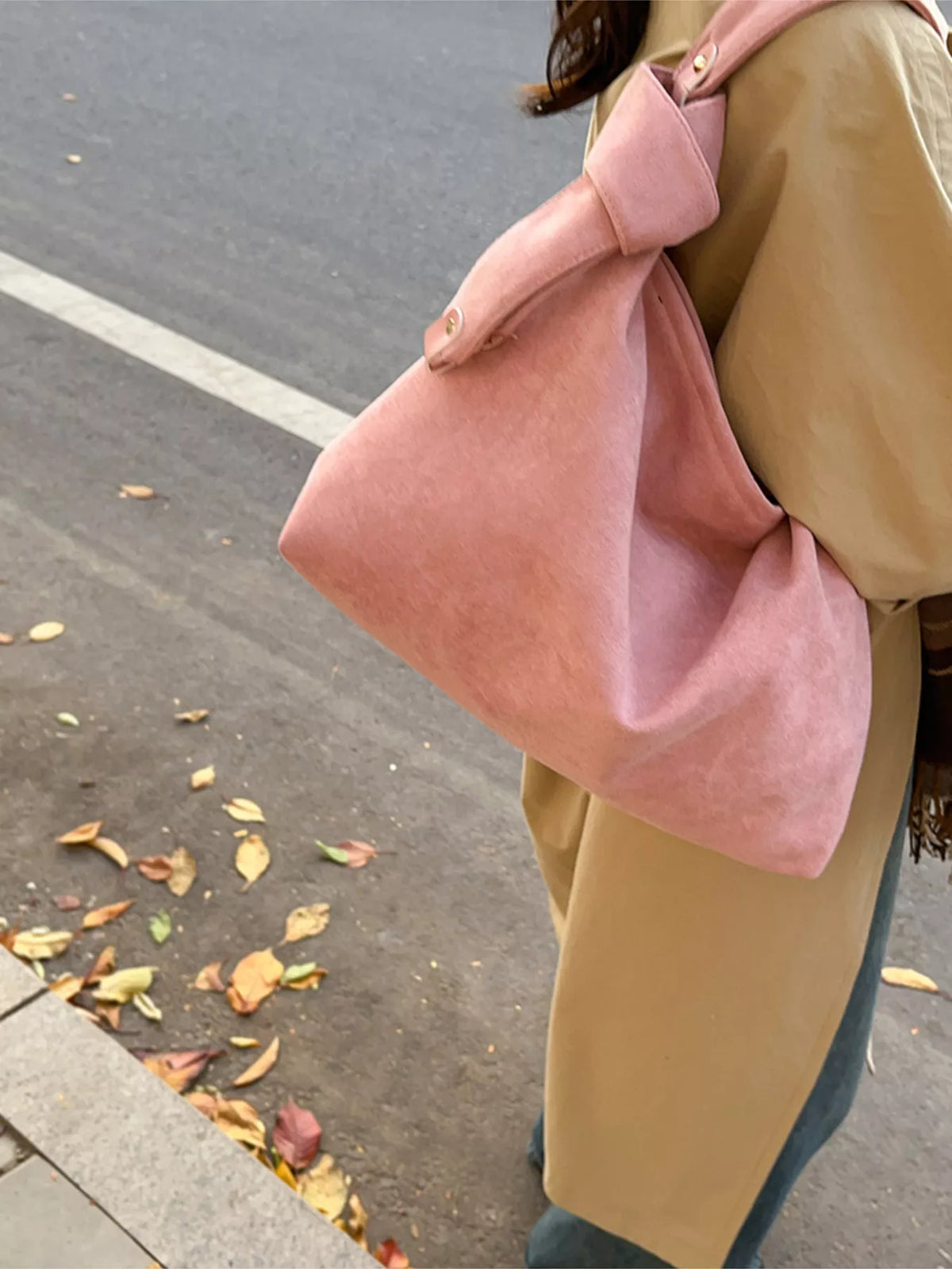 Suede Hobo Shoulder Bag