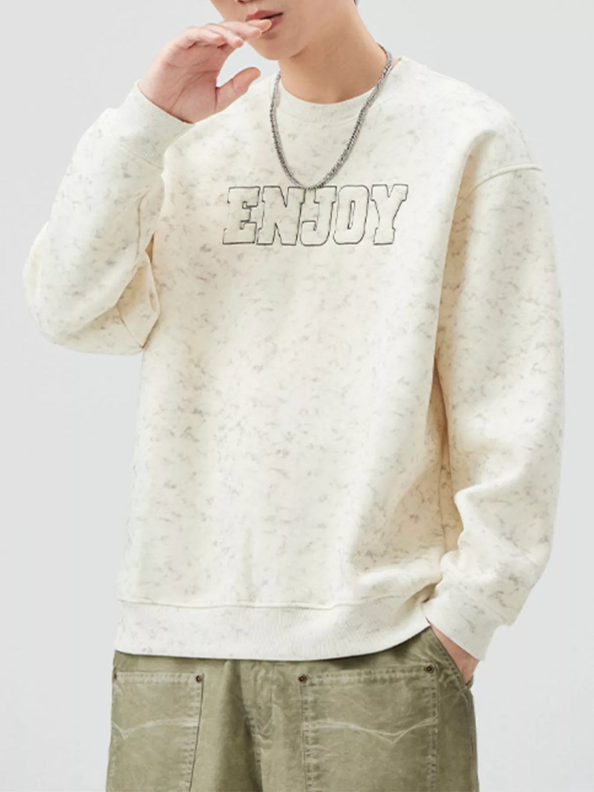 Men's Plus Size Enjoy Round Neck Long Sleeve Sweatshirt