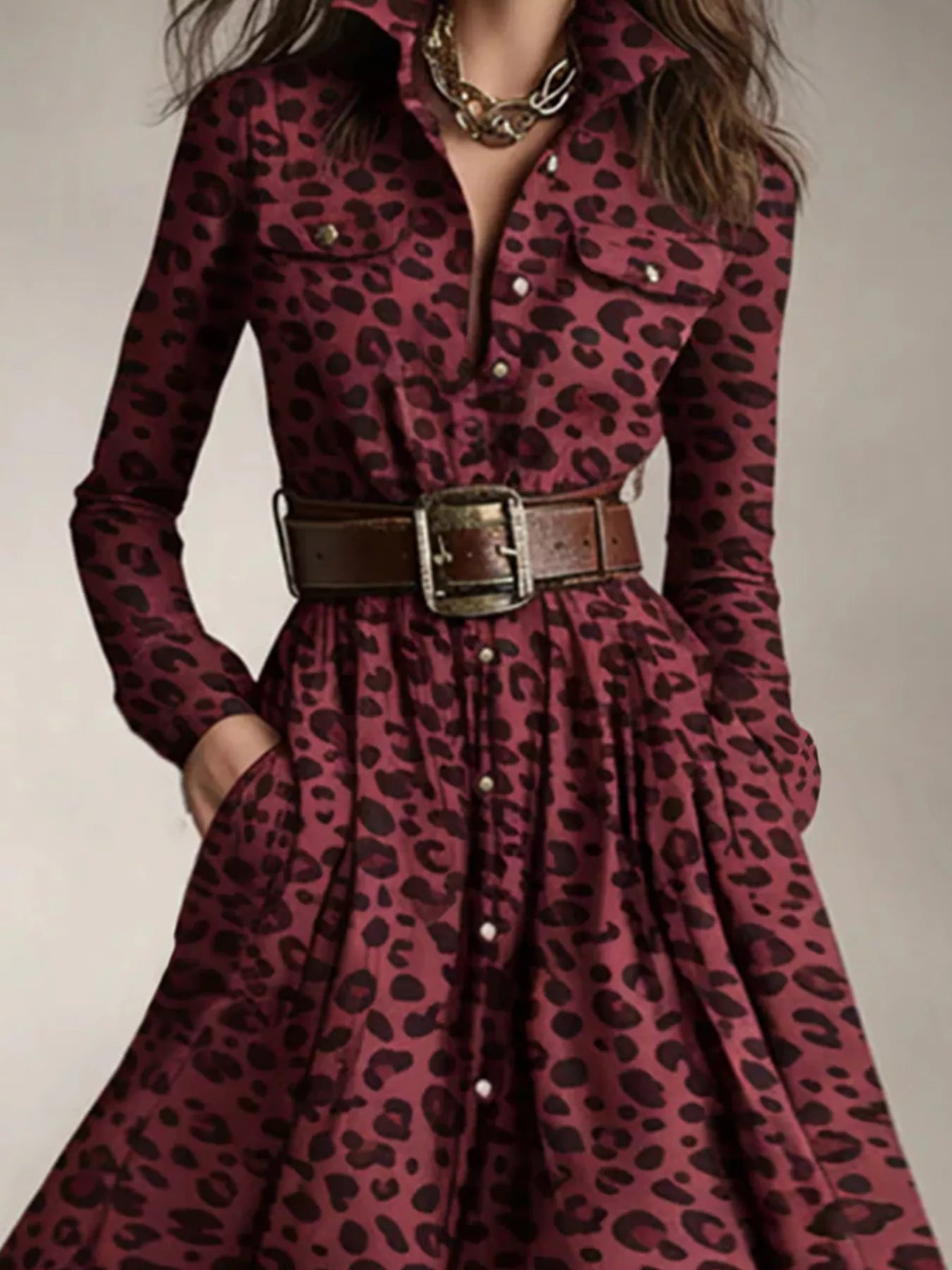 Plaid Button Front Maxi Shirt Dress