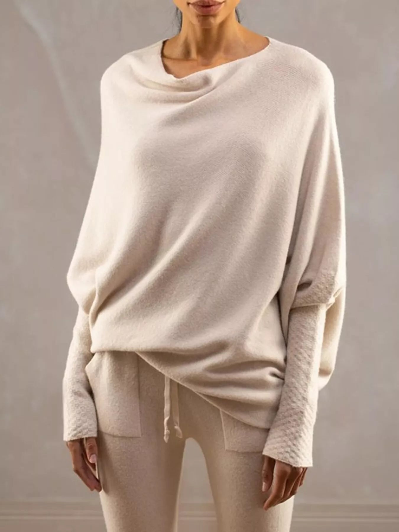 Boat Neck Long Sleeve Sweater
