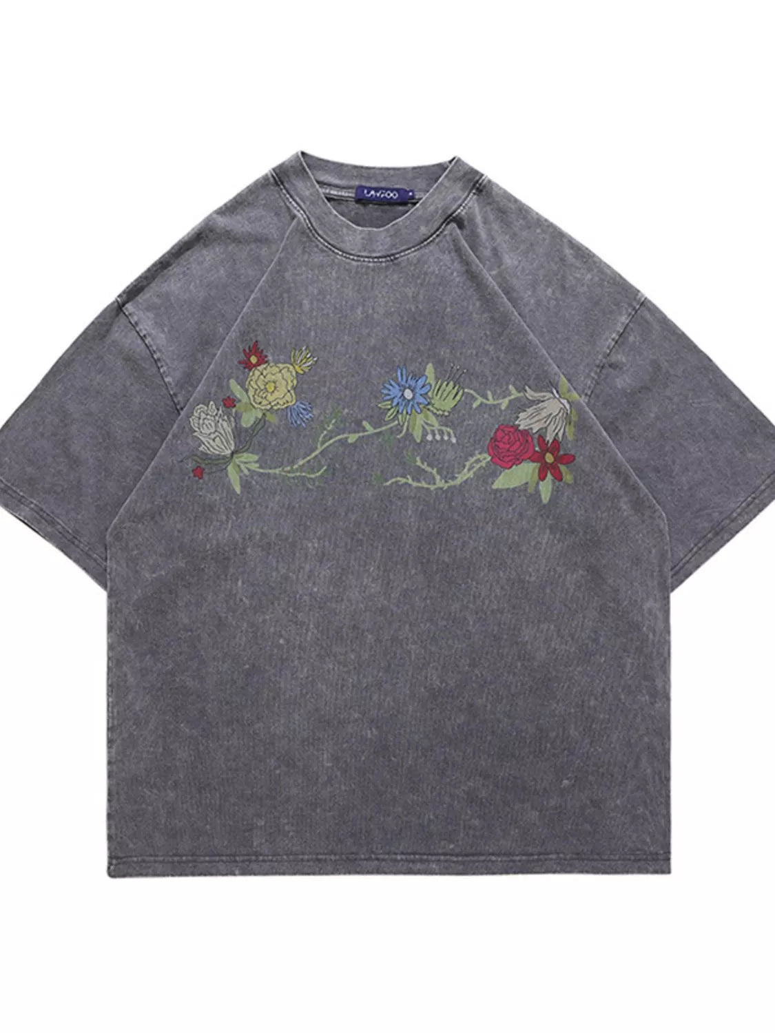 Men's Embroidered Round Neck Short Sleeve T-Shirt