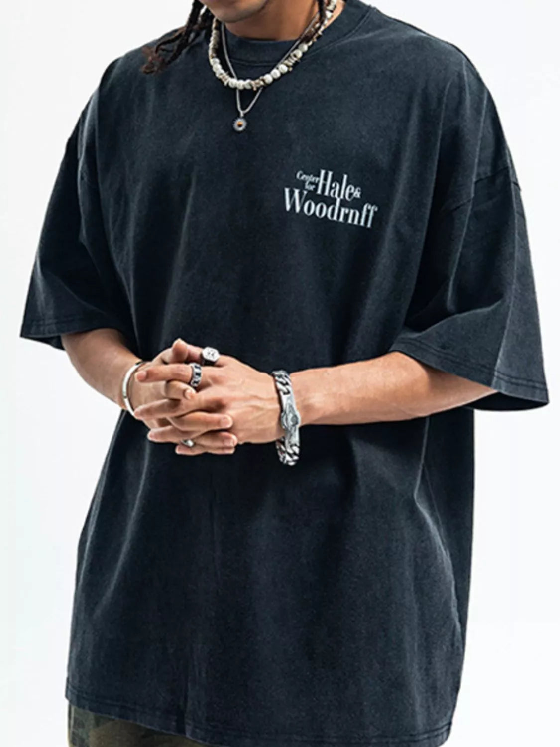 Men's Graphic Back Round Neck Half Sleeve T-Shirt