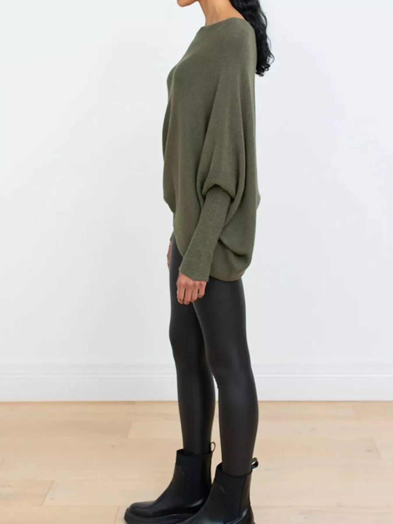 Boat Neck Long Sleeve Sweater