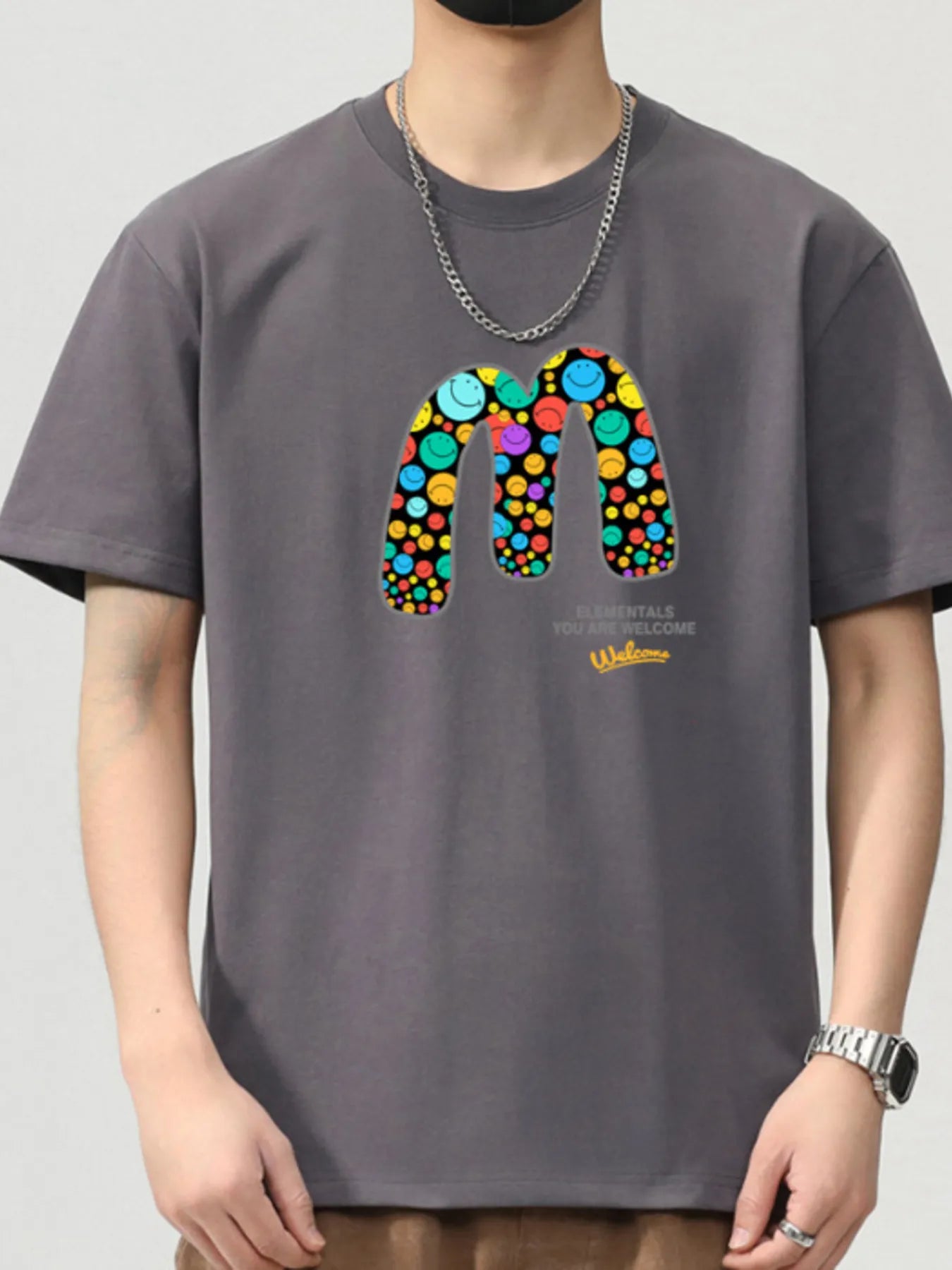 Men's Plus Size Graphic Round Neck Short Sleeve T-Shirt