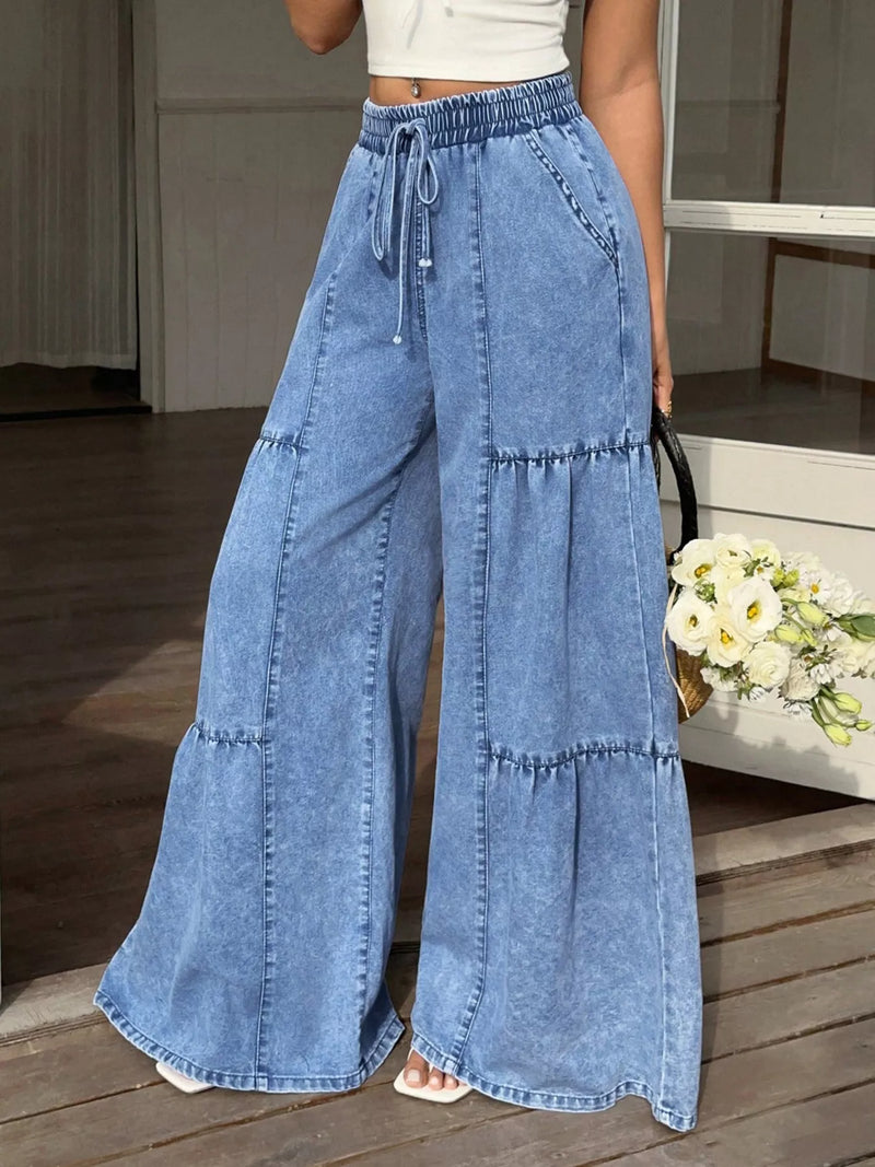 Wide Leg Tiered Jeans