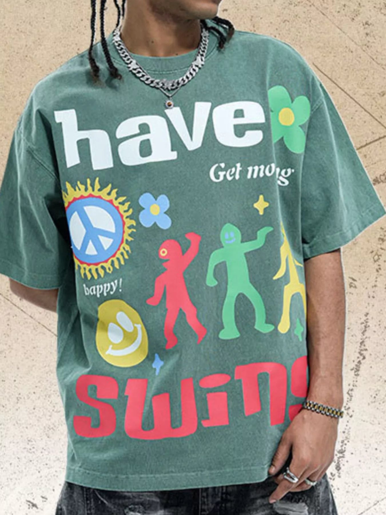 Men's Graphic Round Neck Oversized T-Shirt