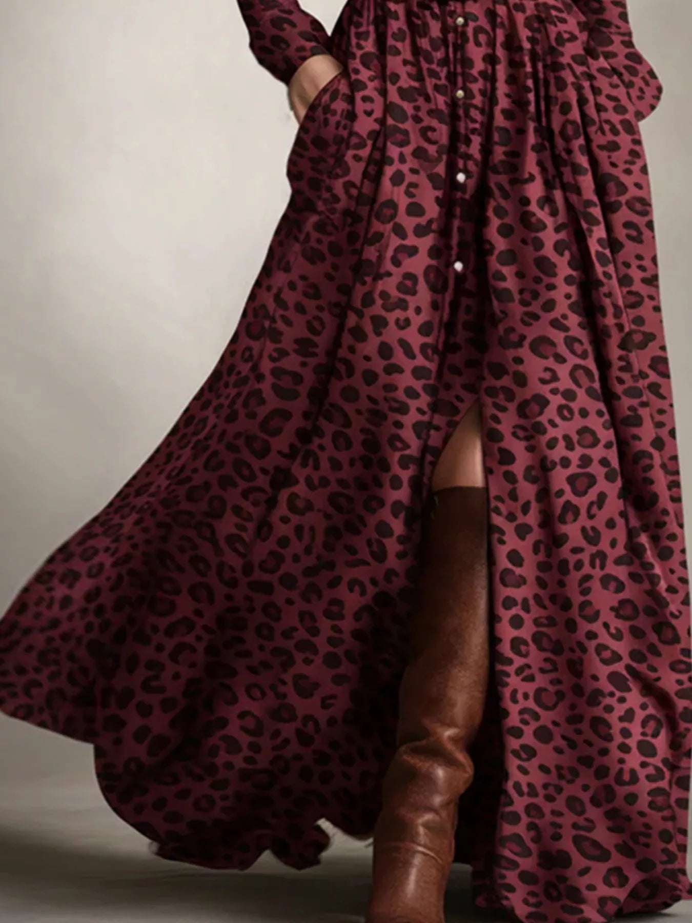 Plaid Button Front Maxi Shirt Dress