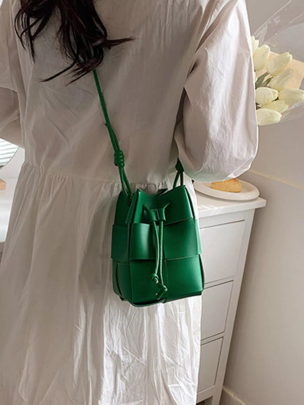 Woven Bucket Crossbody Bag