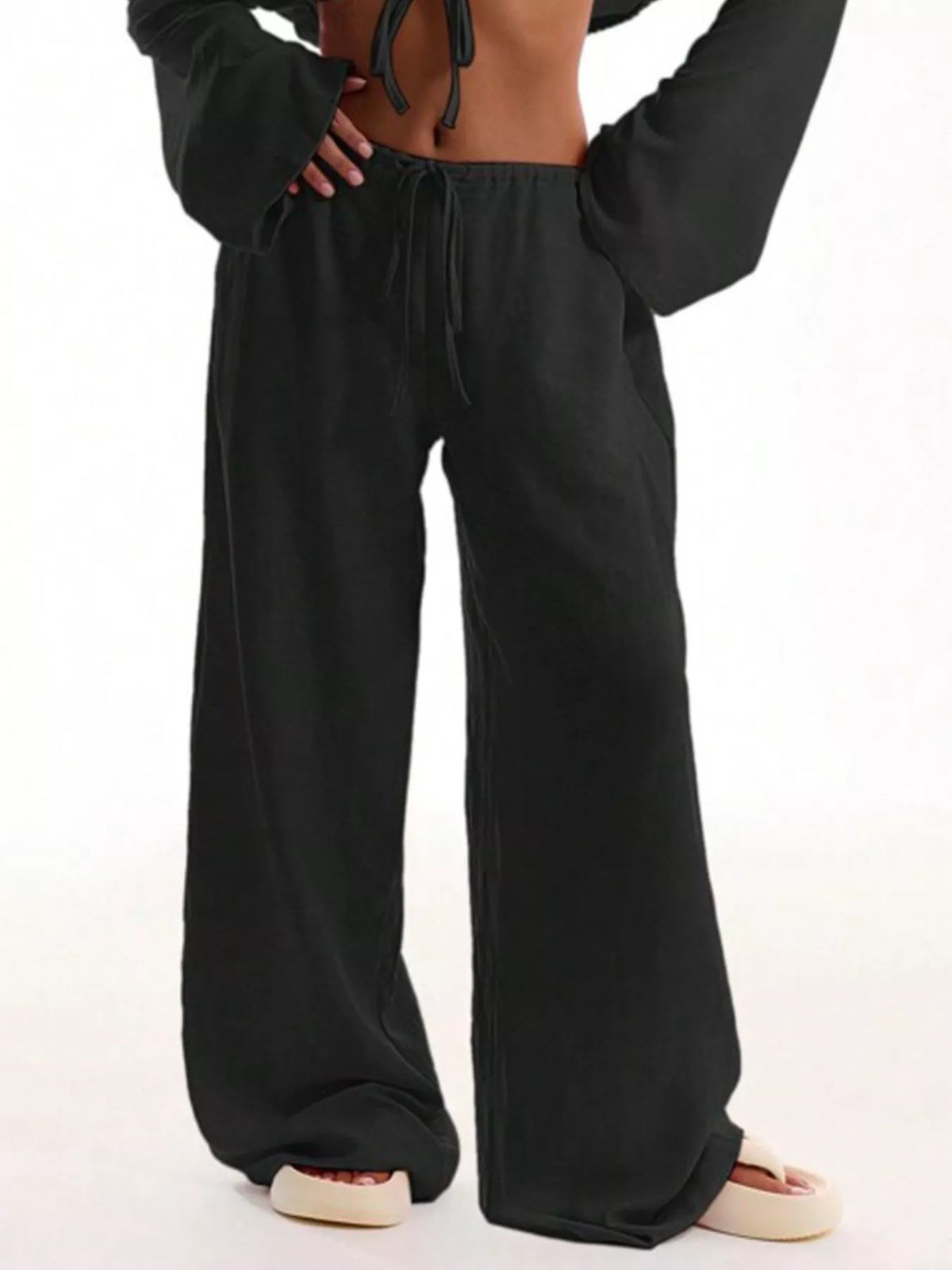 Drawstring Wide Leg Pants