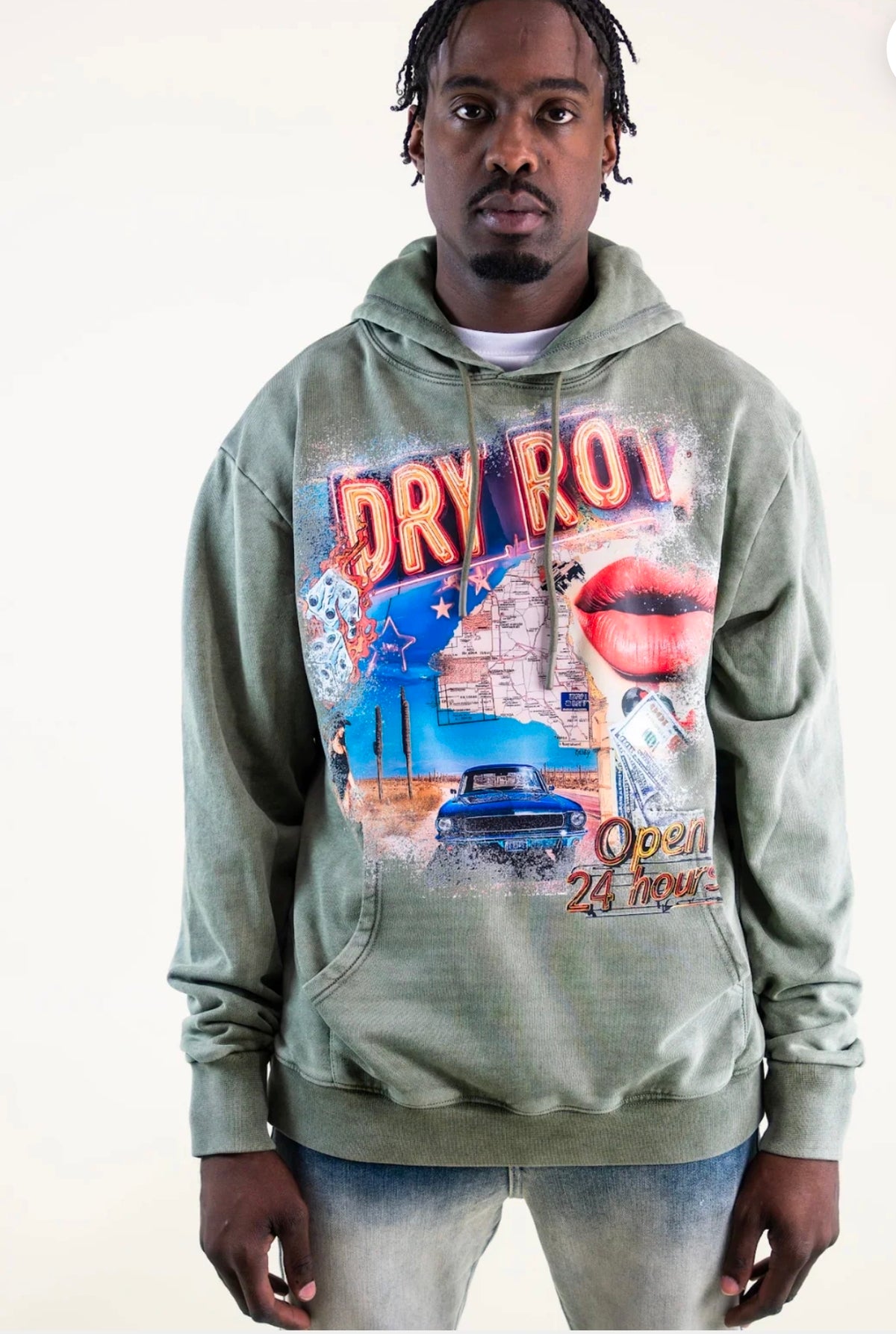 Dry Rot - Dried & Rotten.
DRY ROT GUEST HOODIE GREEN