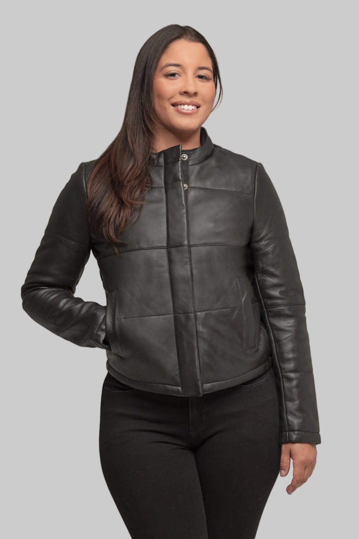Melysa Women's Leather Puffer Jacket