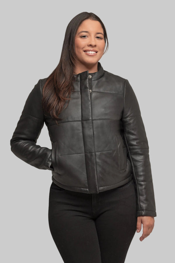 Melysa Women's Leather Puffer Jacket