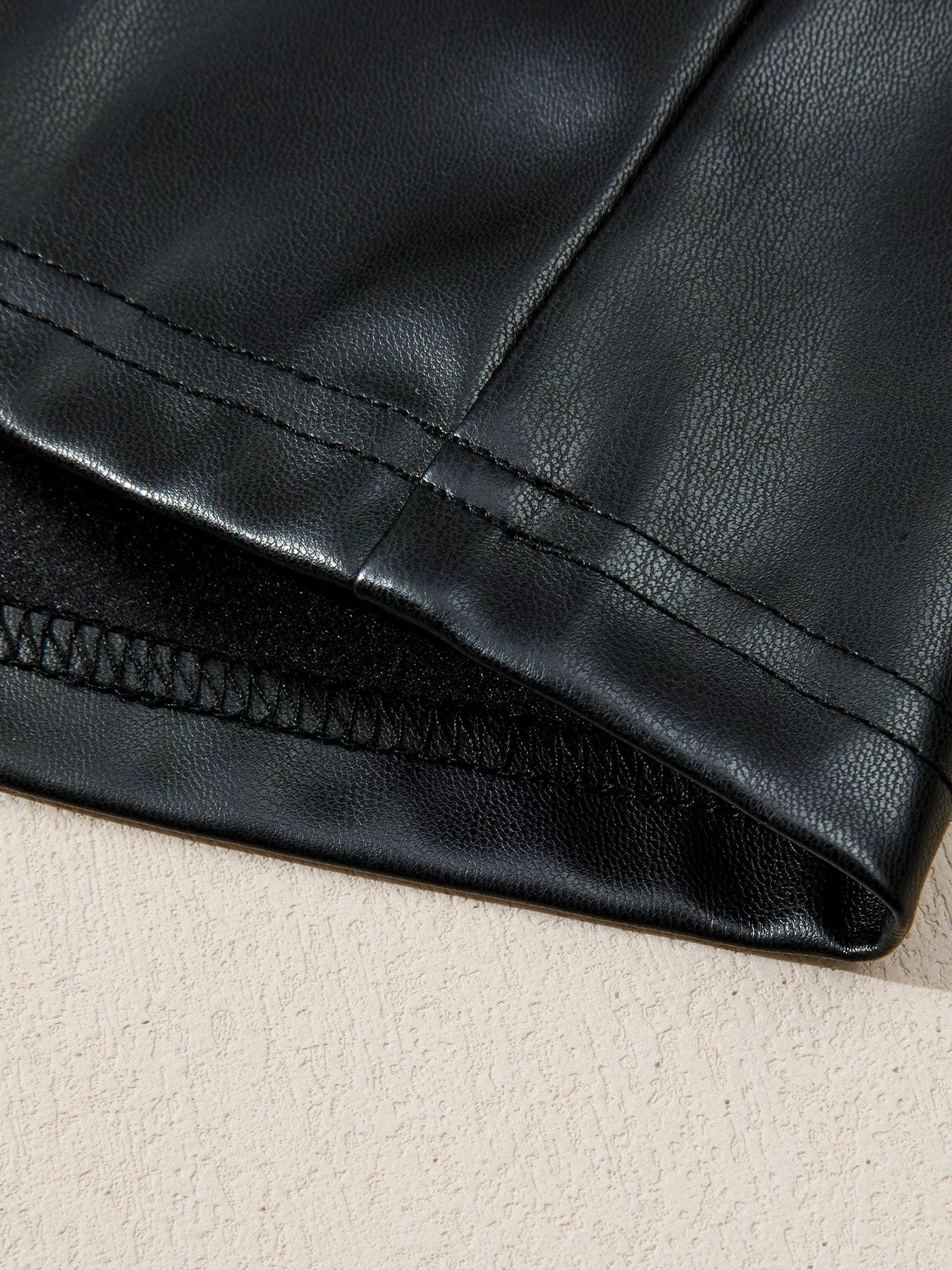 Faux Leather Ruffle Hem Sleeveless Mini Dress