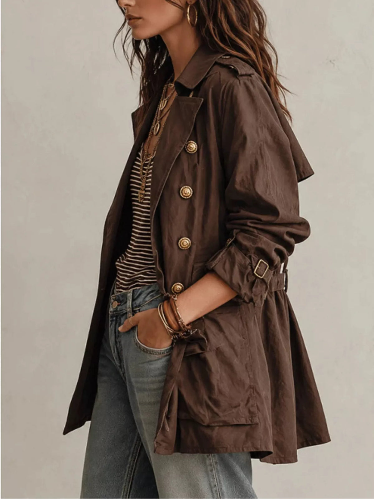 Double-Breasted Belt Trench Coat