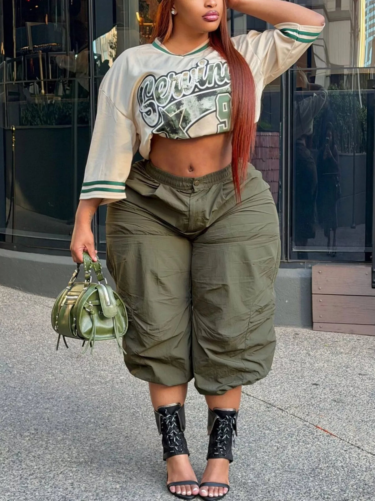Baggy Cargo Cropped Pants
