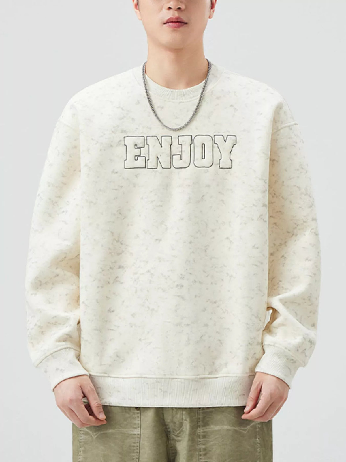 Men's Plus Size Enjoy Round Neck Long Sleeve Sweatshirt
