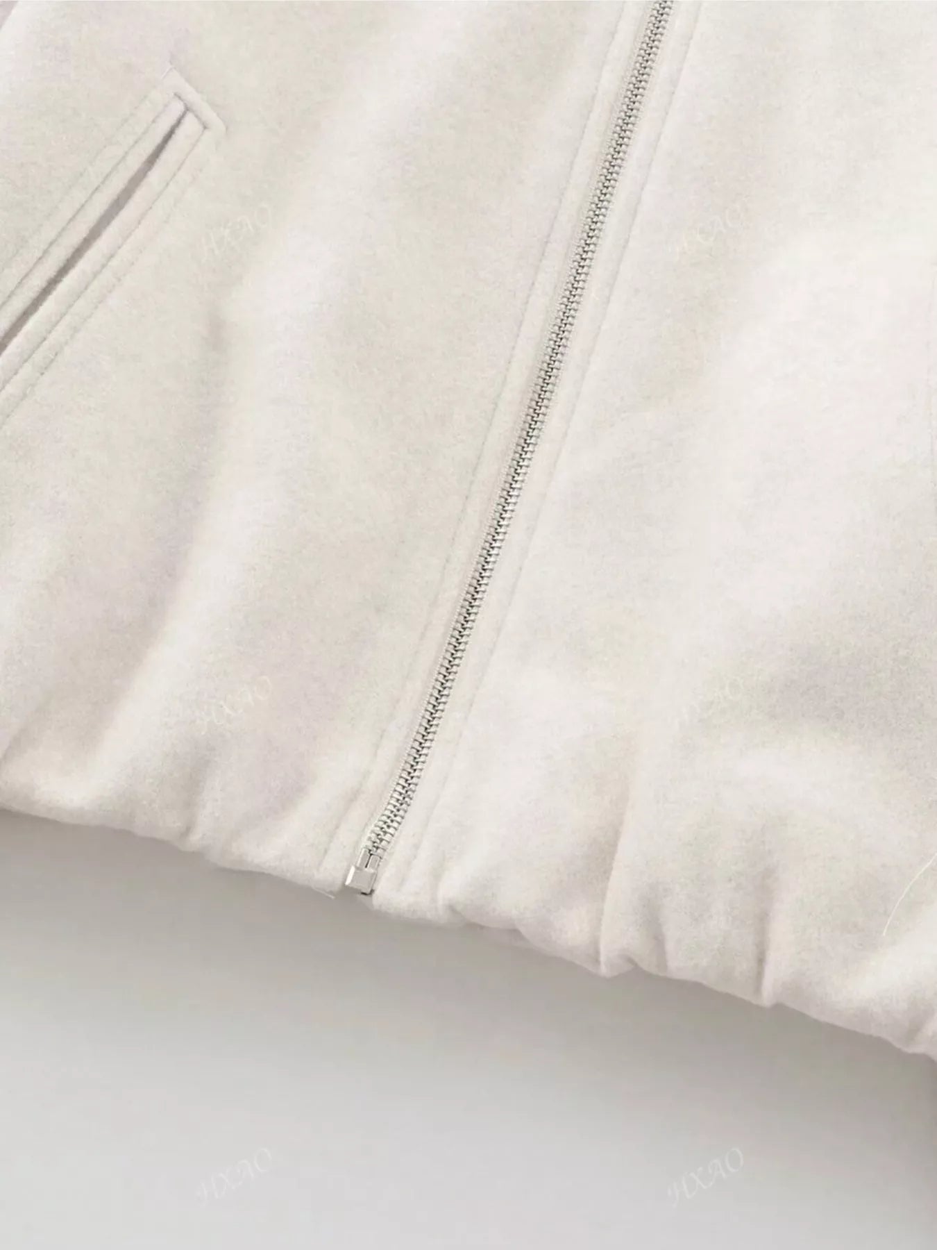 Plus Size Casual Fleece Zip-Up Bomber Jacket