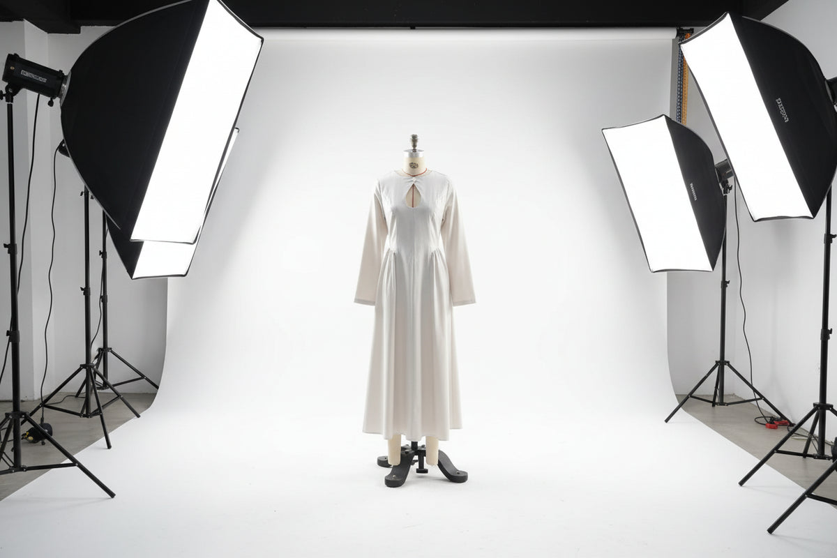 Cutout Front Long Sleeve A-Line Dress