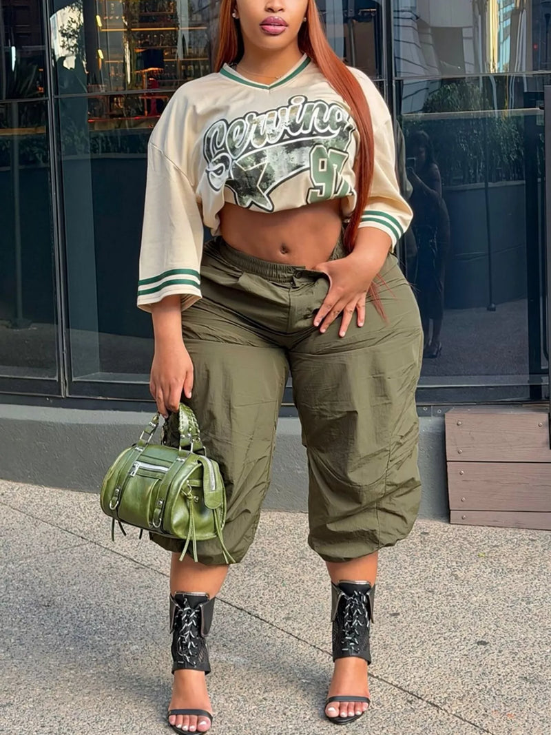 Baggy Cargo Cropped Pants