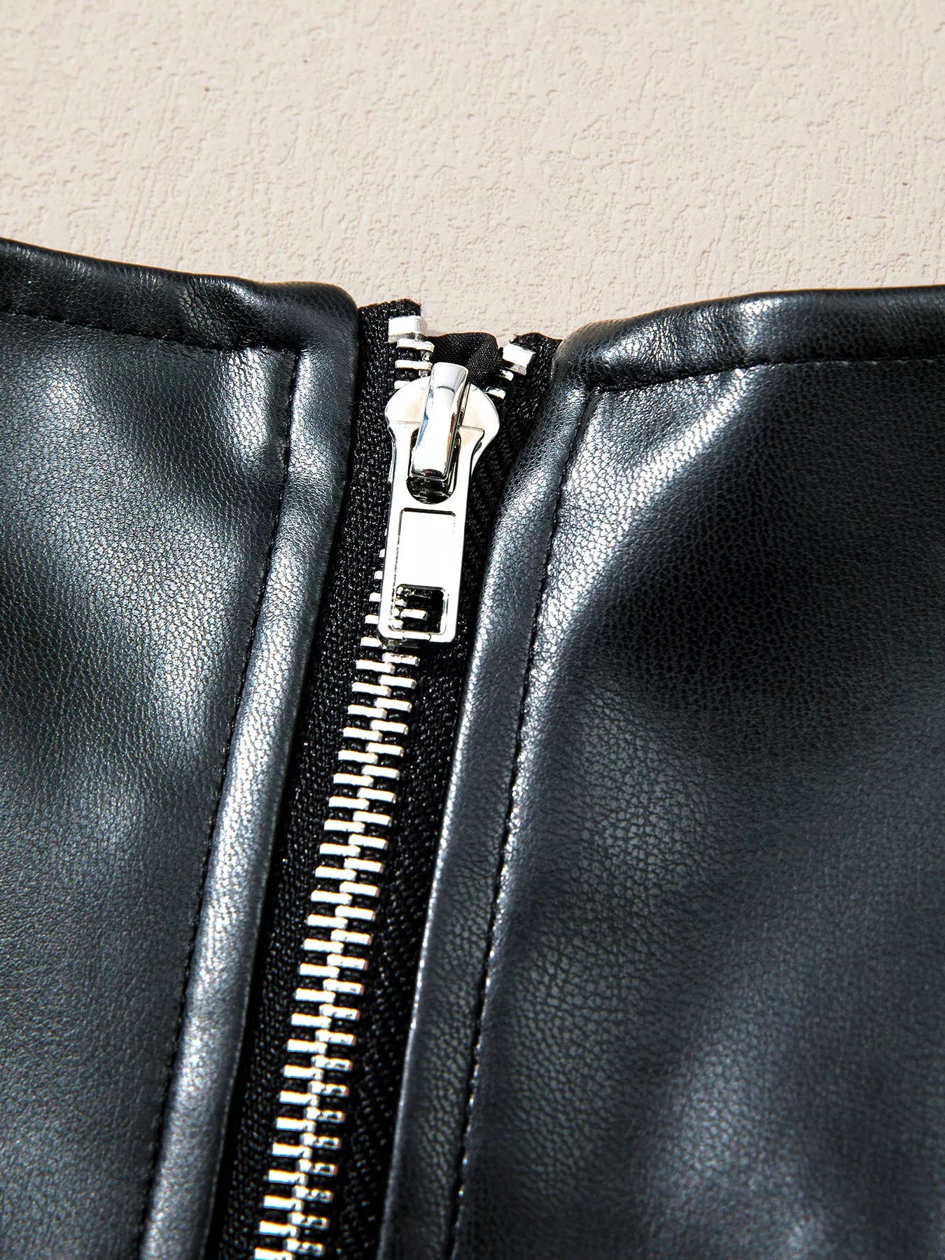 Faux Leather Ruffle Hem Sleeveless Mini Dress