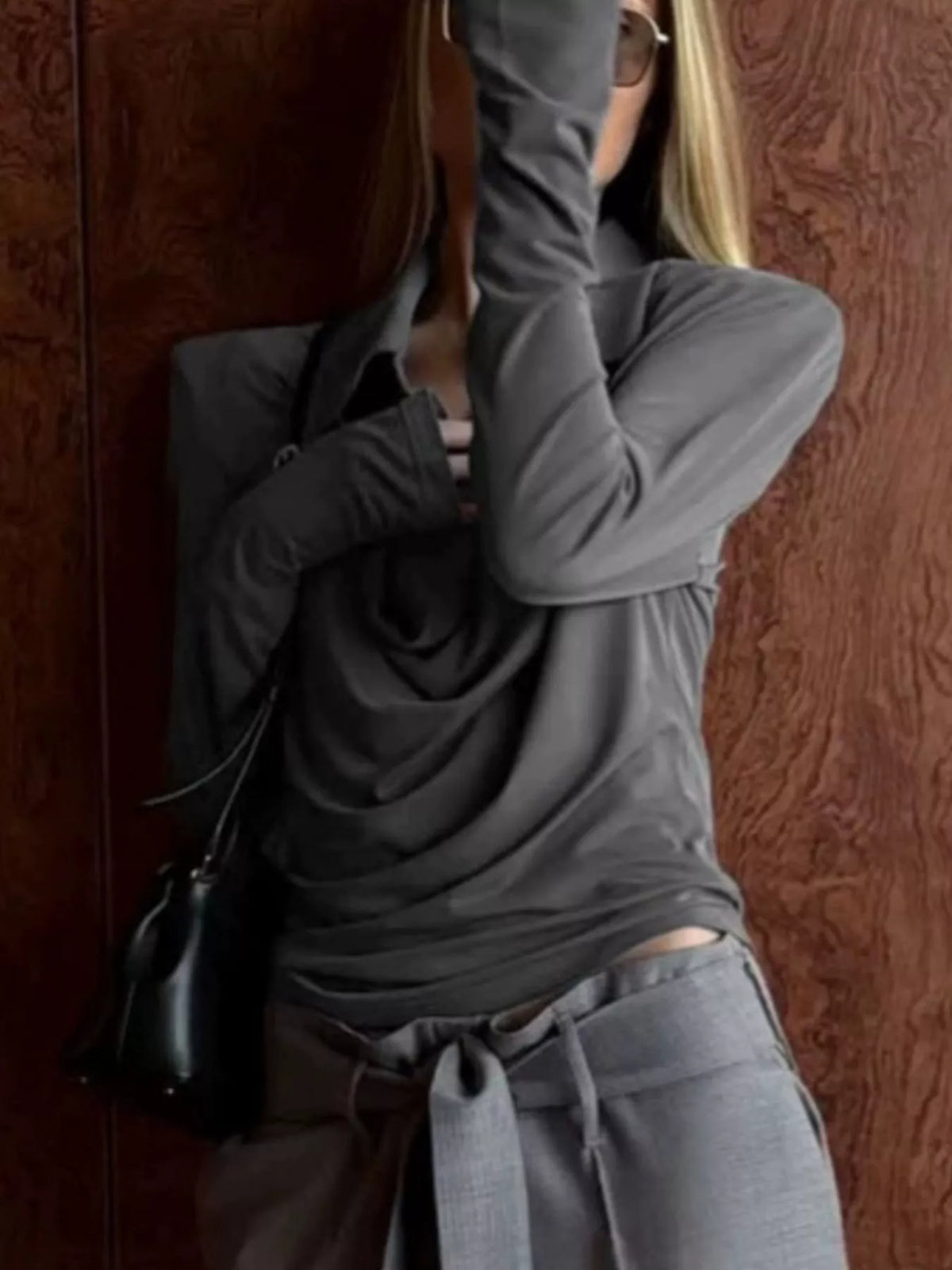 Long-Sleeve Slim-Fit T-Shirt with Cutout Detail