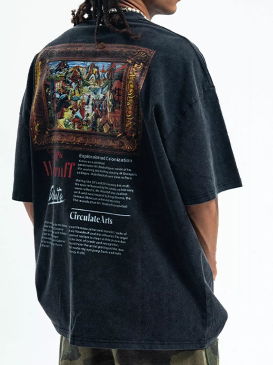 Men's Graphic Back Round Neck Half Sleeve T-Shirt