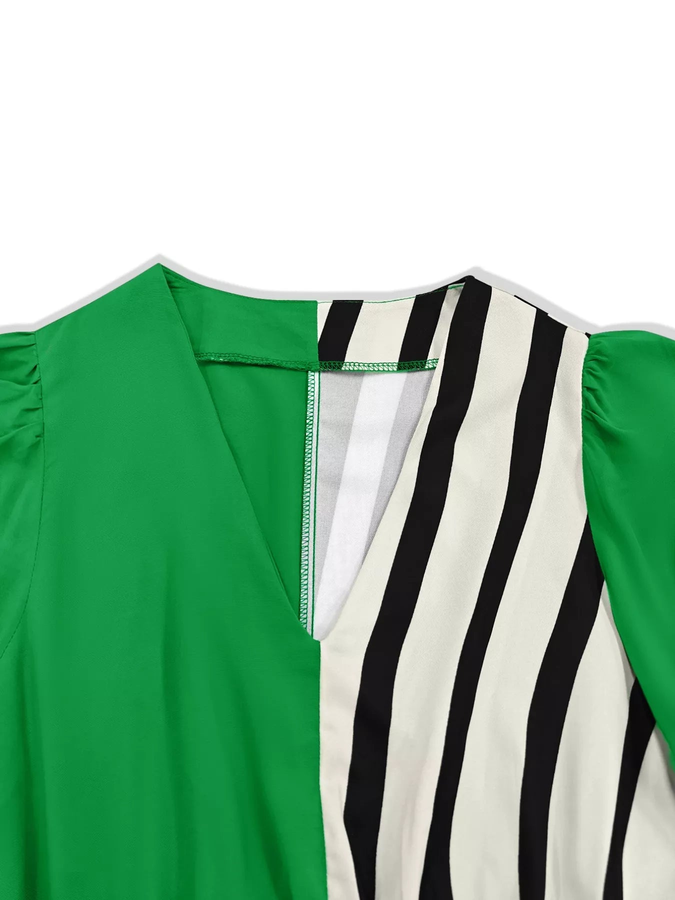 Color Block Striped Long Sleeve Midi Dress