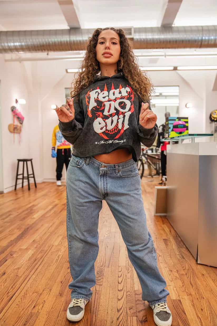 Fear No Evil Cropped Hoodie