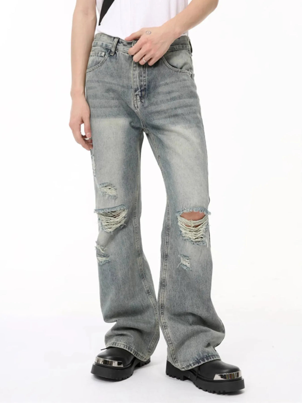 Men's Distressed Flare Jeans
