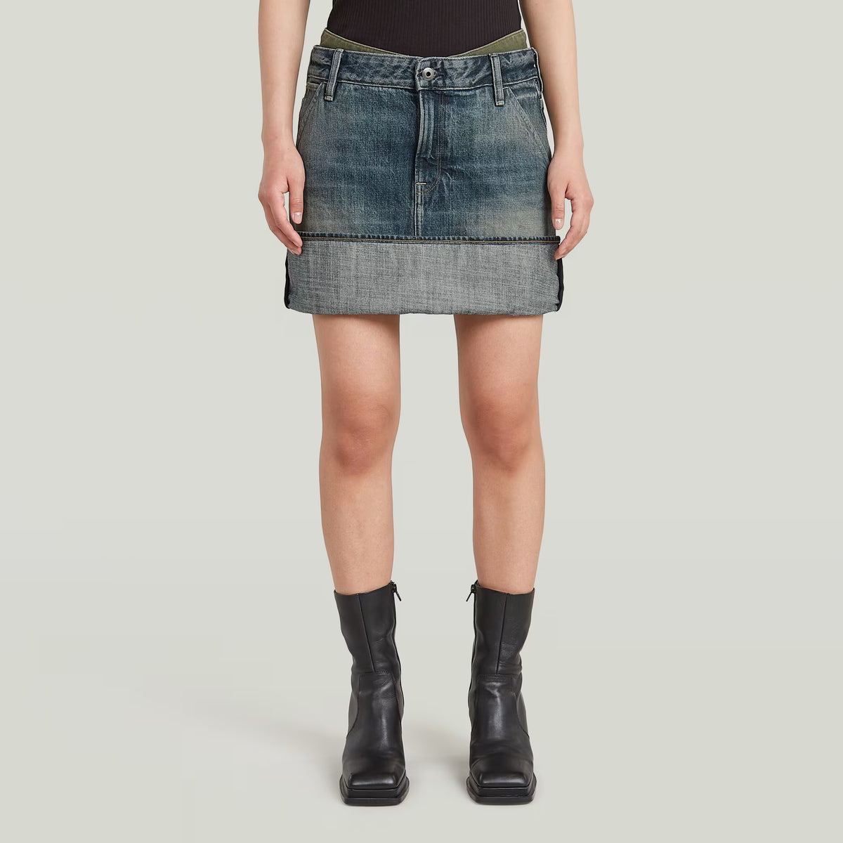 Turn-up Panel Mini Skirt