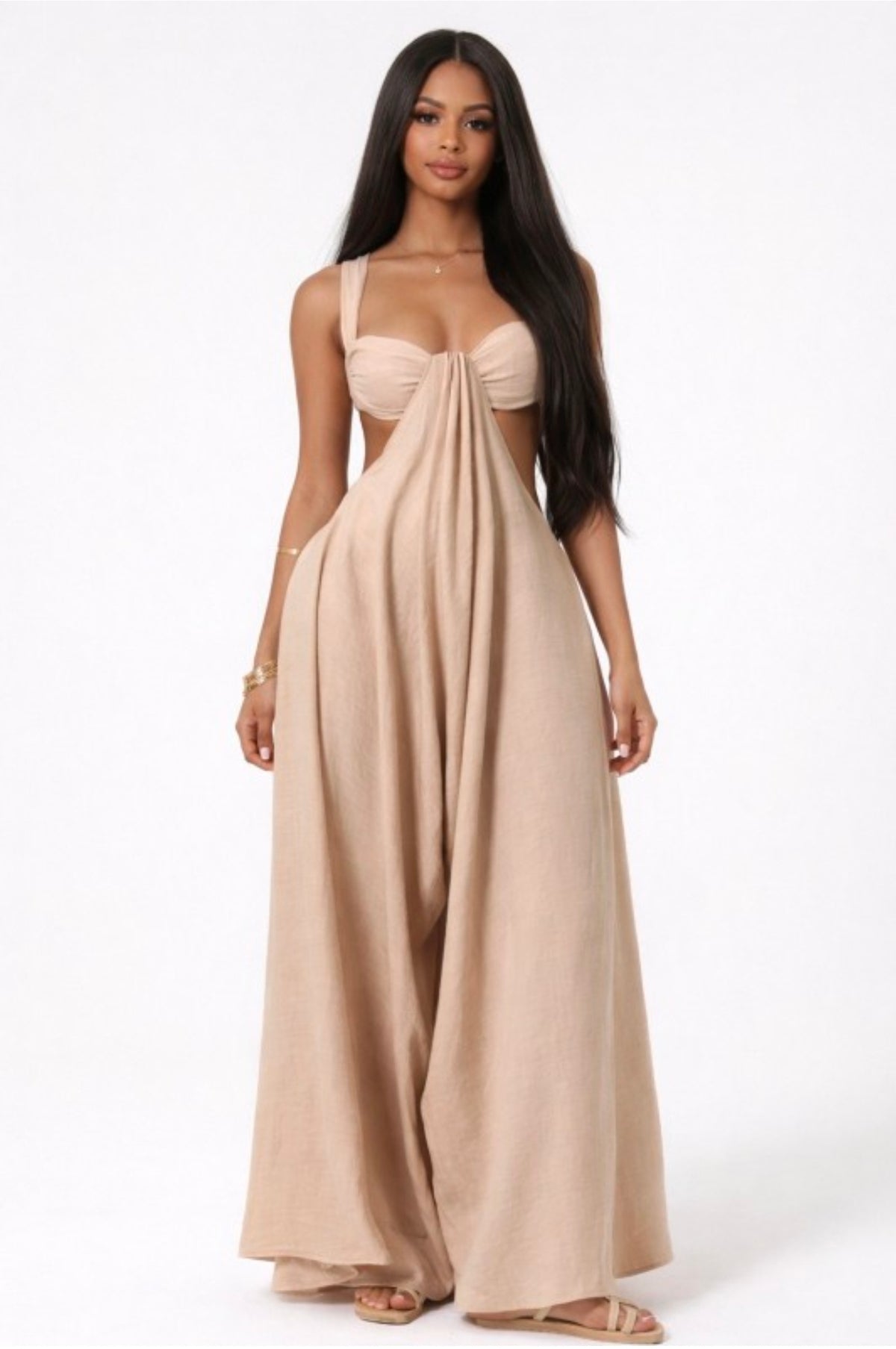 Ruched Bust Wide Leg