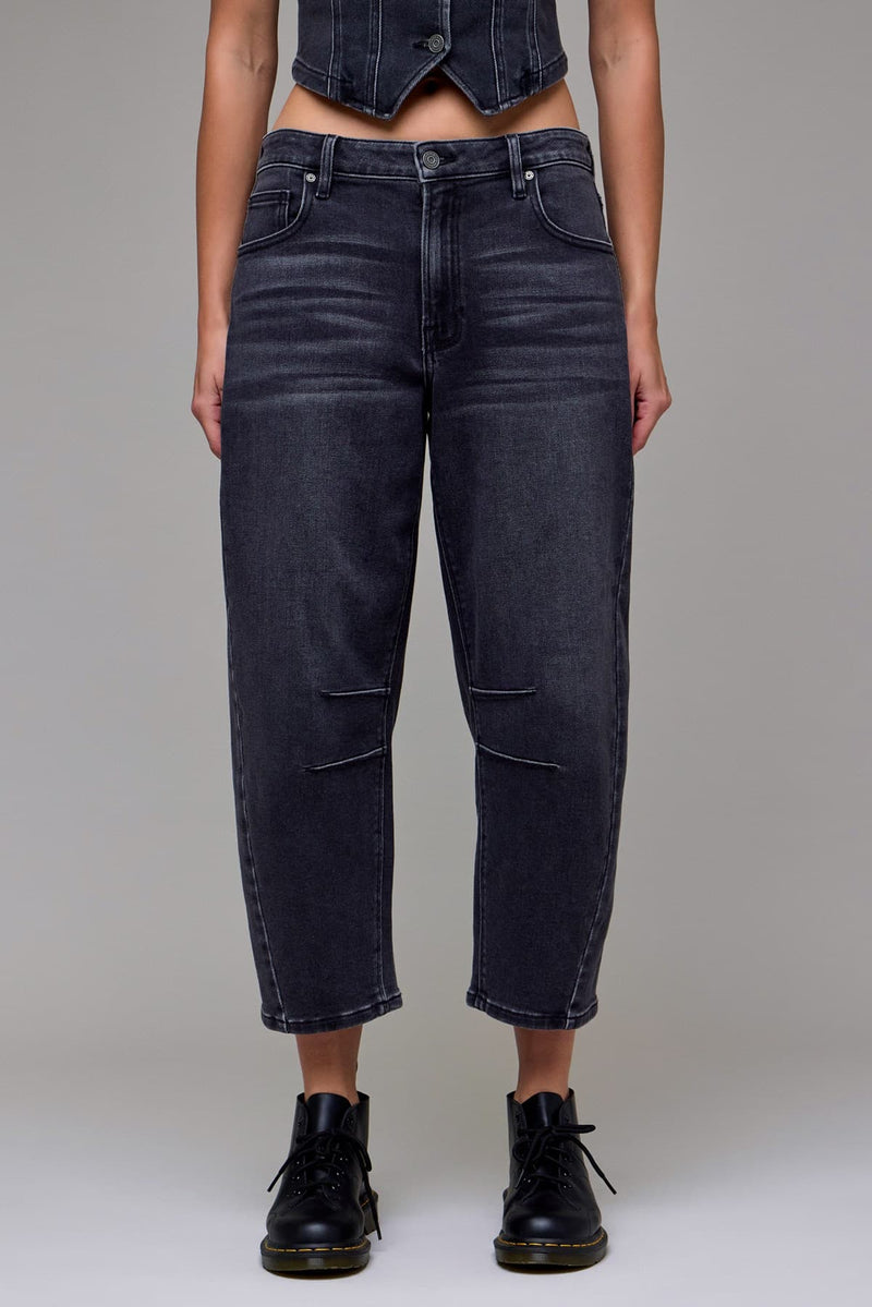 SAMMIE Medium Grey Stretch Cropped Barrel Jean