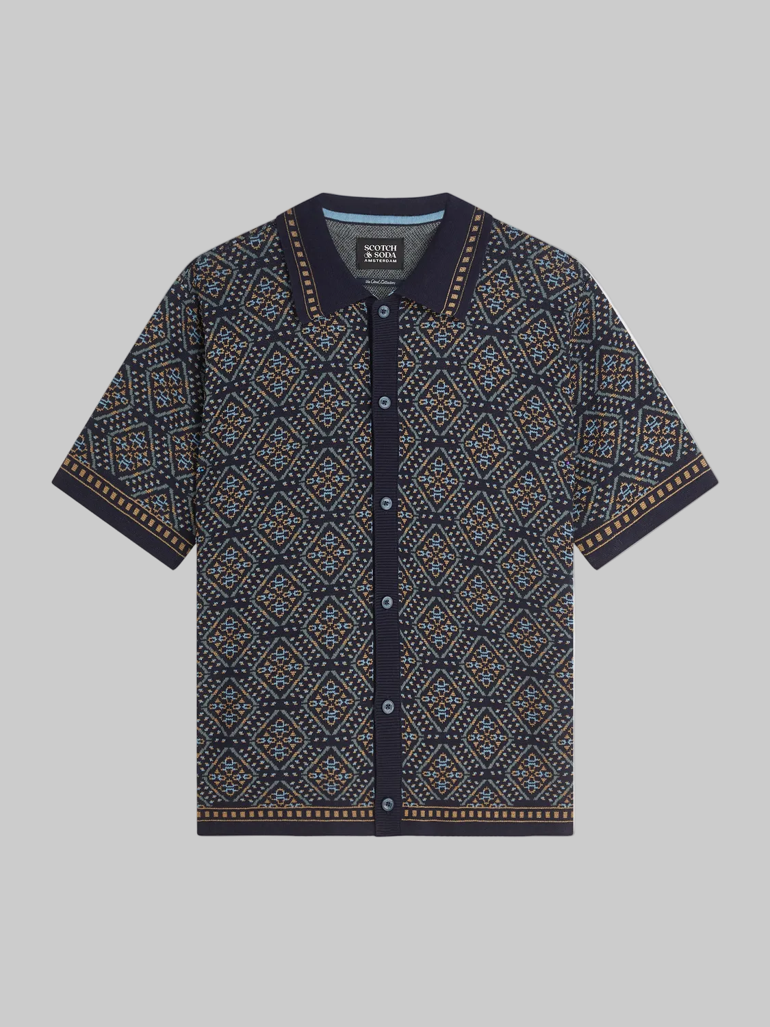 JACQUARD KNITTED SHORT SLEEVED SHIRT