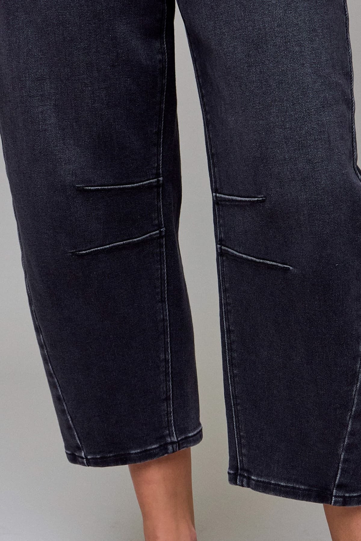 SAMMIE Medium Grey Stretch Cropped Barrel Jean