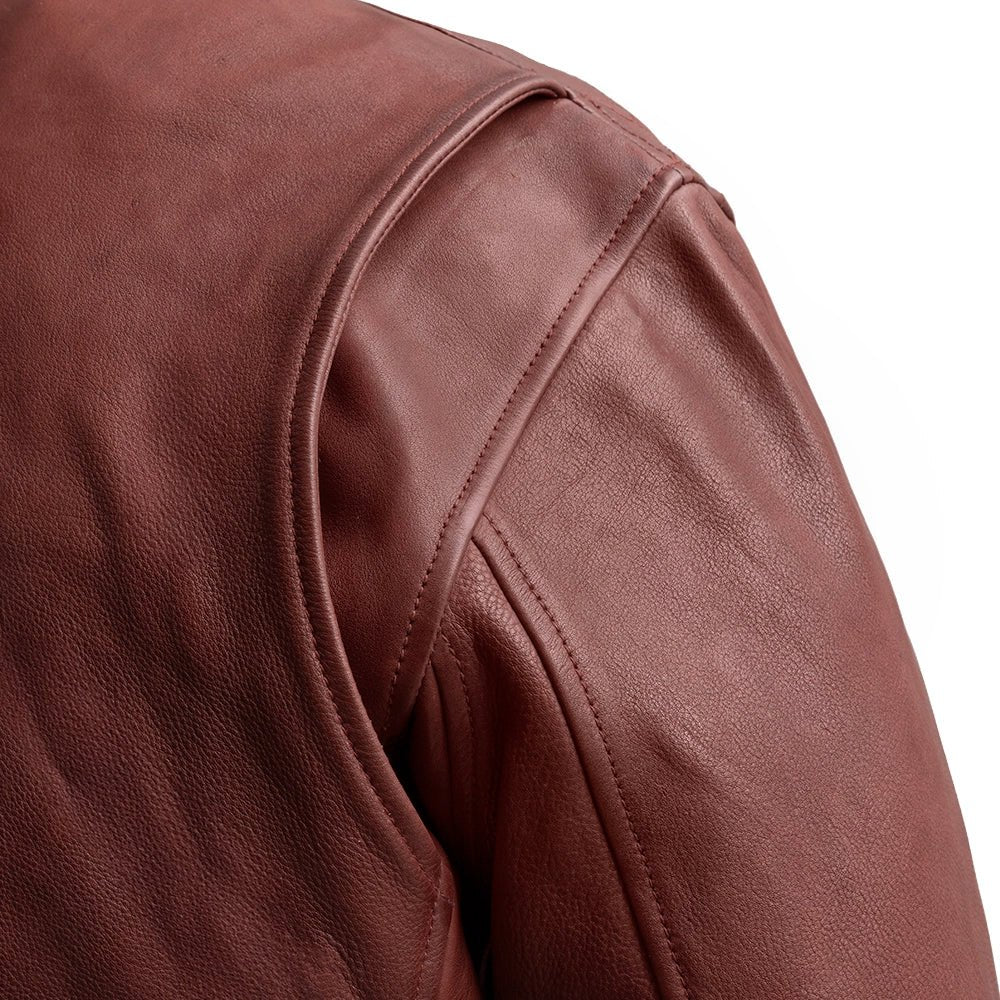 Moto Bomber - Men's Leather Jacket Cognac and Oxblood