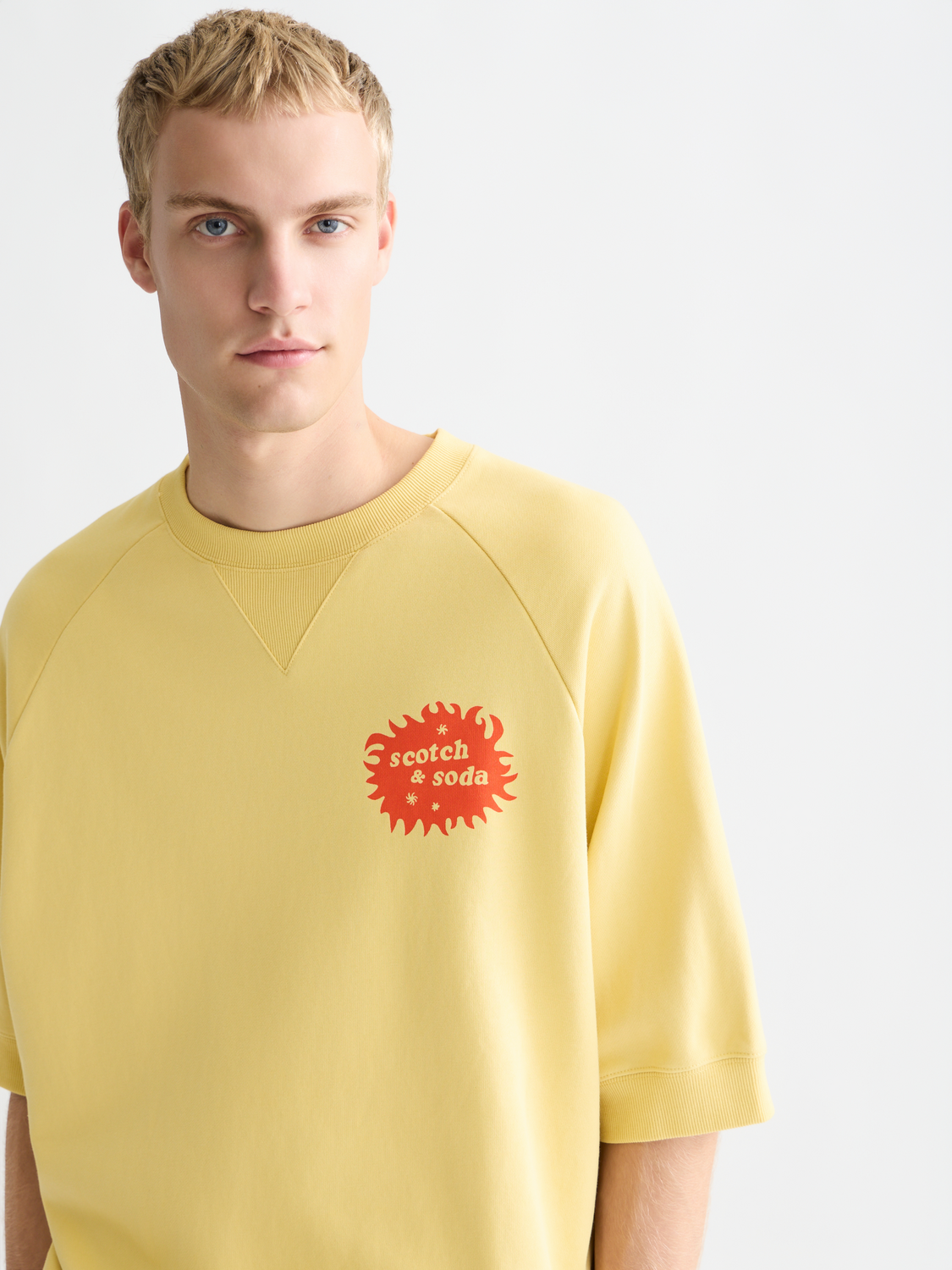 Scotch & Soda Front And Back Artwork Loose-Fit Short Sleeve Sweatshirt