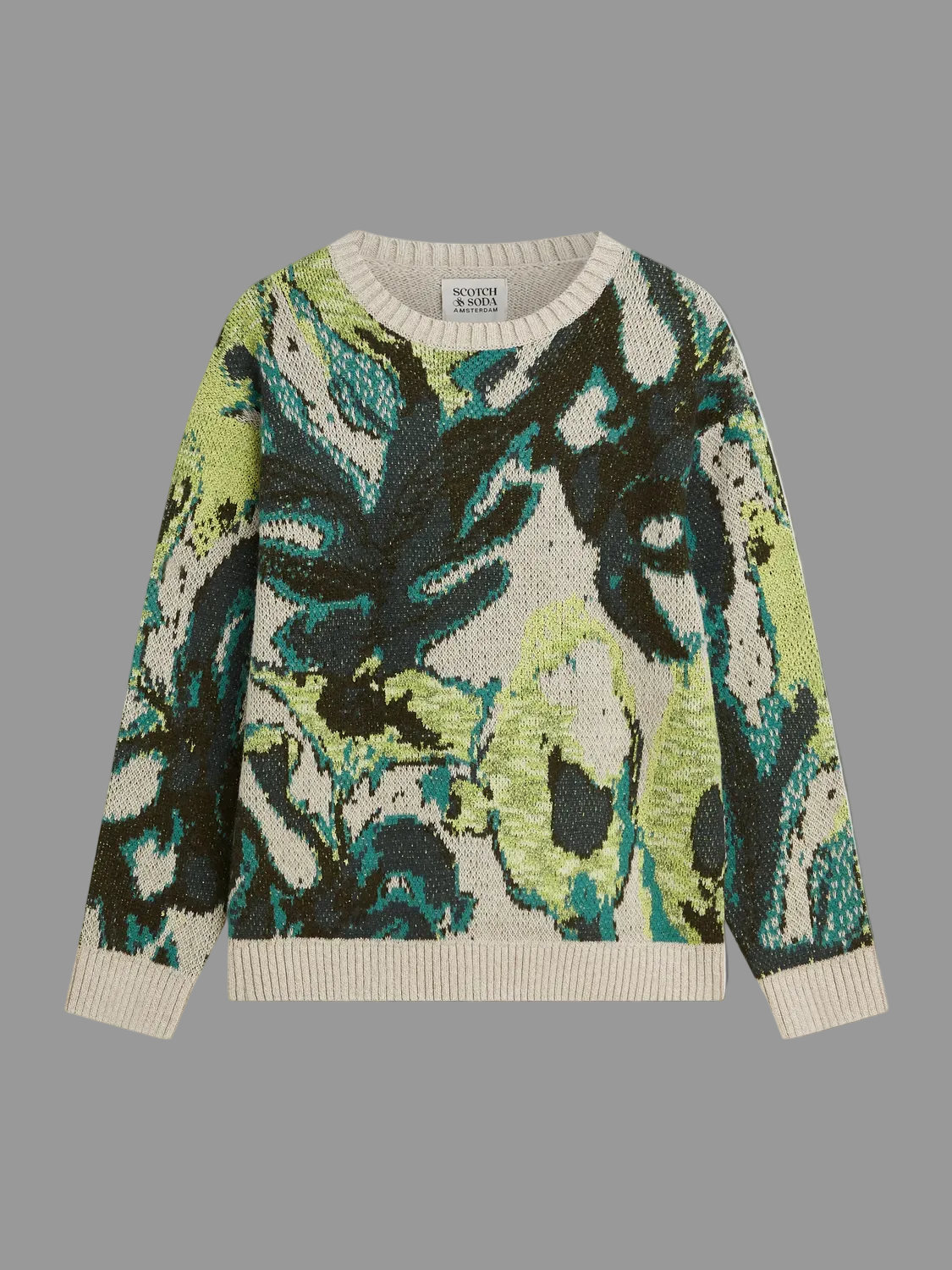 WATERCOLOUR COTTON-LINEN BLEND LOOSE-FIT PULLOVER