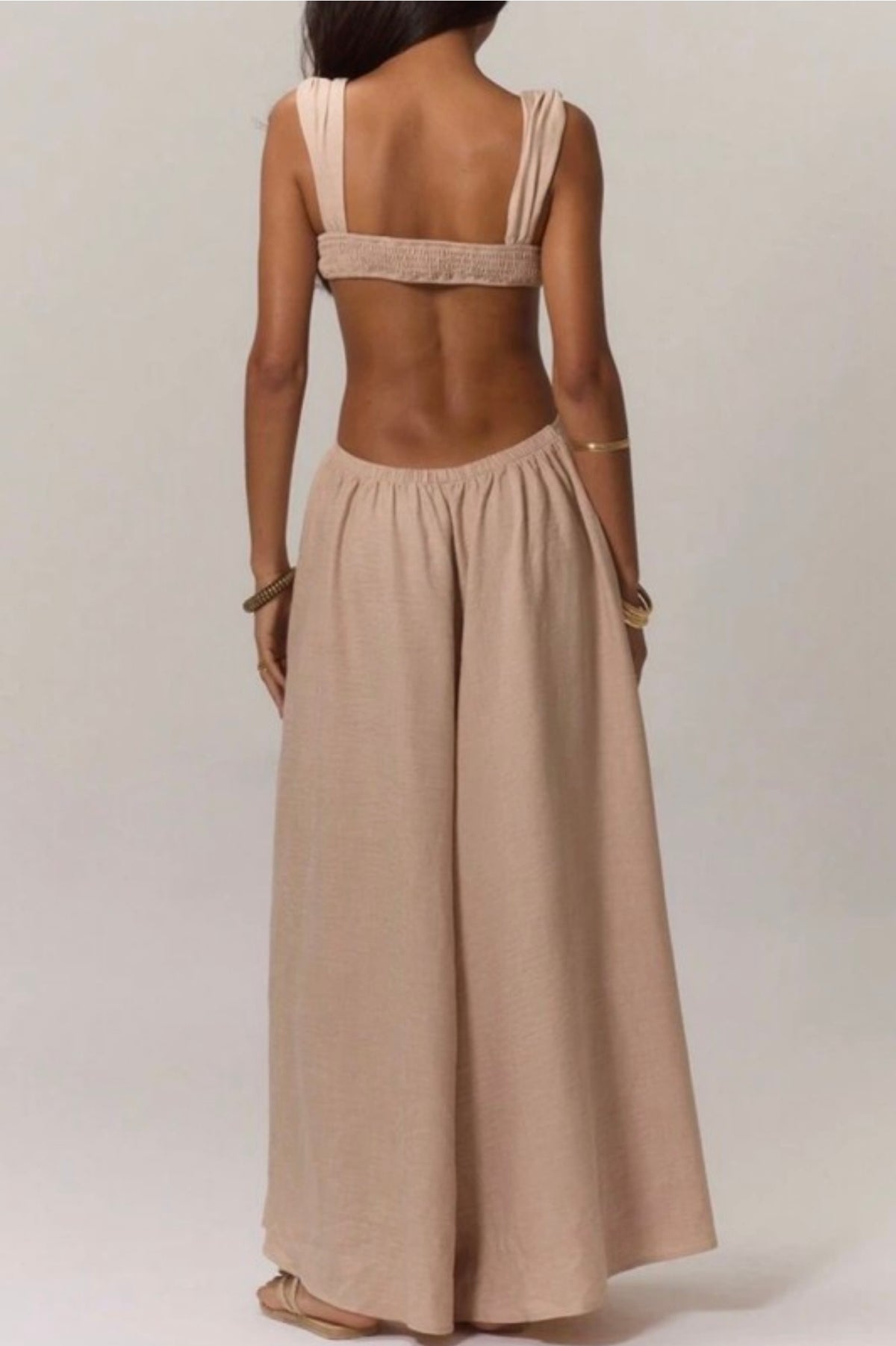 Ruched Bust Wide Leg